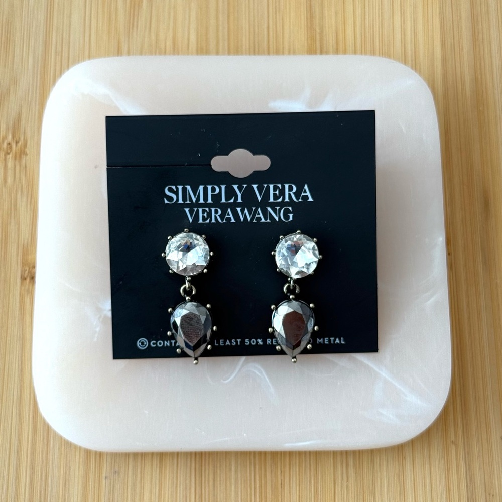 Simply Vera Vera Wang Crystal and Dark Drop Earrings